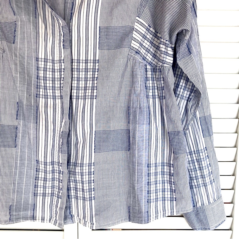 Anthropologie Patchwork Plaid Ballpoint Shirt Sz 8 - image 4